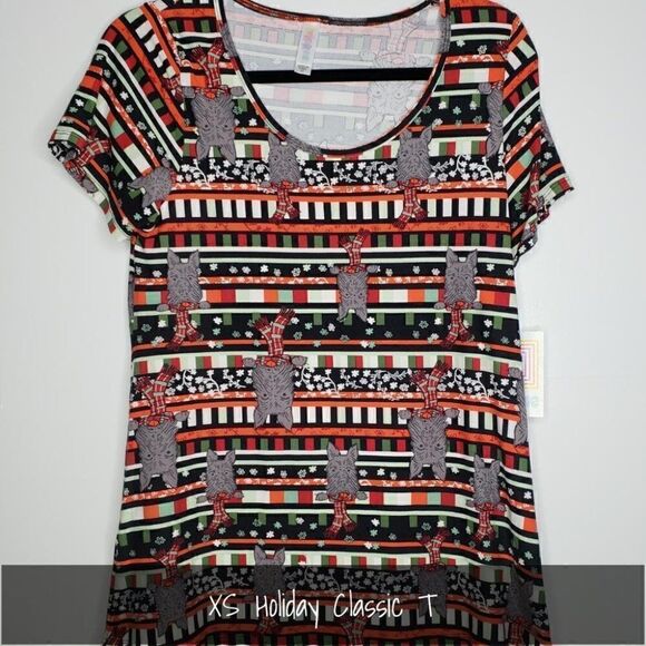 Lularoe Classic T XS Christmas Dogs NEW - Picture 1 of 1